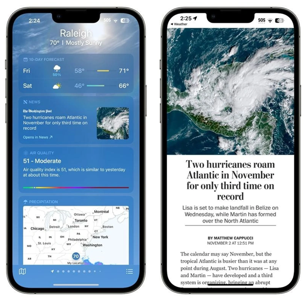 隆昌苹果14维修分享iPhone 14手机如何看天气时顺带看新闻 