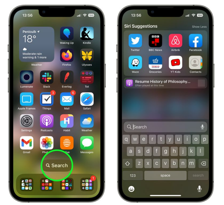 隆昌苹果手机维修分享升级到 iOS 16 后，如何删除主屏幕上的搜索按钮 
