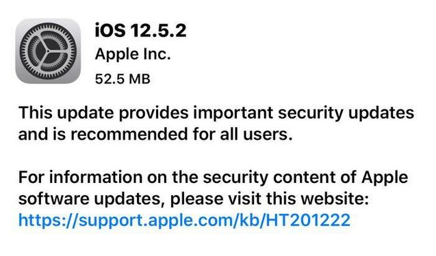隆昌苹果手机维修分享iOS12.5.2发布，建议所有老苹果用户安装 